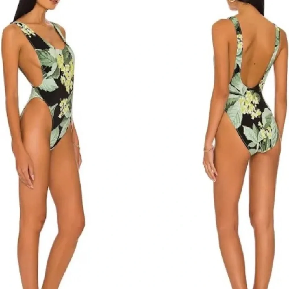 Norma Kamali Black One-Piece Swimsuit in Tropical Mint Size XXS NWT